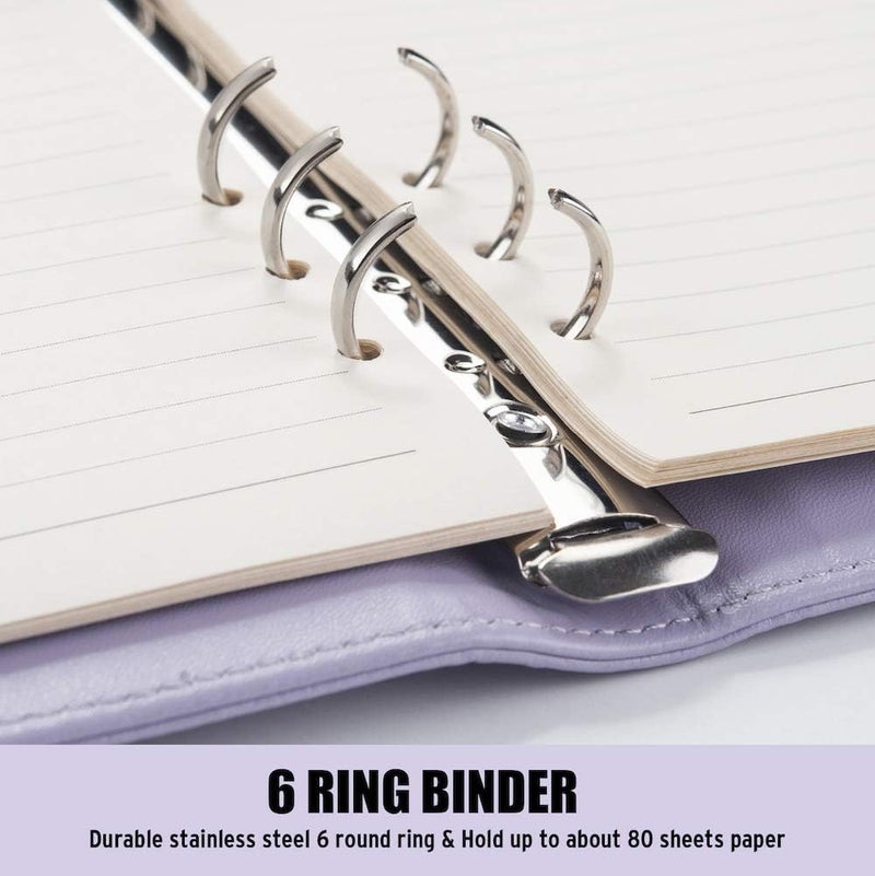 Sooez A5 Notebook Photocard Binder  6 Budget Binder Ring Planner  Stylish Loose Leaf Personal Organizer Binder Cover with Magnetic Buckle  PU Leather Binder Women with Macaron Colors (Red) - Image 4